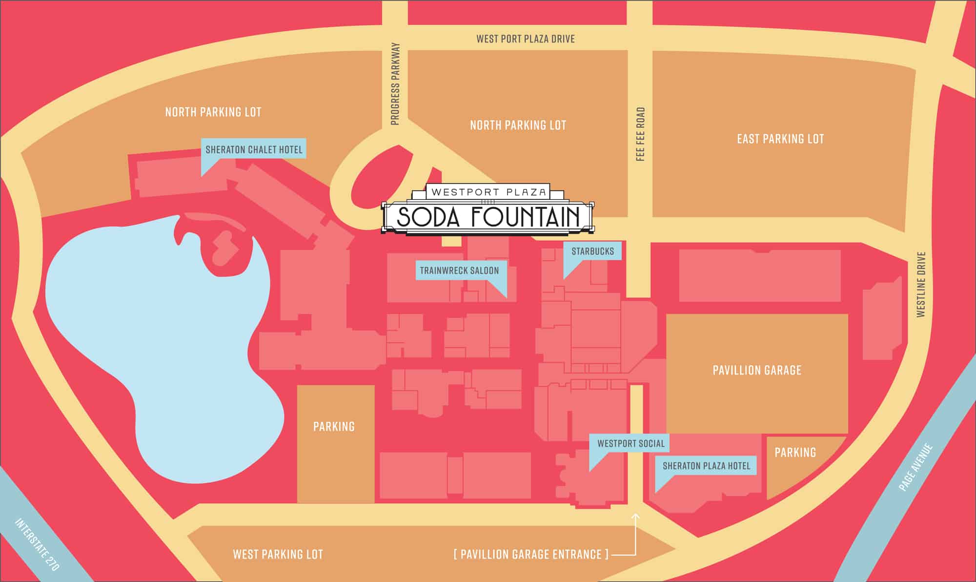 Parking Map For Soda Fountain Express at Westport Plaza
